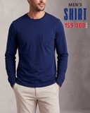 ÁO THUN NAM CỔ TRÒN TAY DÀI MÀU XANH NAVY AT60831N
