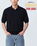 ÁO POLO NAM DỆT KIM TAY NGẮN MÀU ĐEN  PL60831N1