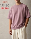 ÁO THUN NAM CỔ TRÒN TAY RAGLAN BO LAI MÀU HỒNG AT60914T3