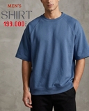 ÁO THUN NAM CỔ TRÒN TAY RAGLAN BO LAI MÀU XANH LAM AT60914T5