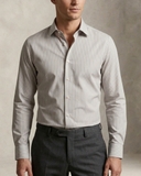 ÁO SƠ MI NAM PHOM SLIMFIT TAY DÀI MÀU BEIGE KẺ SỌC DỌC SM60921T1