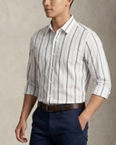 ÁO SƠ MI NAM PHOM SLIMFIT TAY DÀI MÀU TRẮNG KẺ SỌC ĐEN SM60921T5