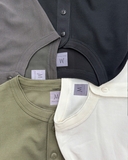 ÁO THUN NAM CỔ HENLEY TAY NGẮN VẢI DRY WAFFLE XUẤT NHẬT MÀU TRẮNG AT60402N9