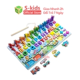 Đồ chơi bảng chữ cái thông minh S-kids, bộ trò chơi câu cá và ghép số học bằng gỗ cho bé.