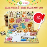 COMBO 11 bảng ghép hình núm gỗ kèm bút