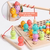 Đồ chơi giáo cụ Montessori - Gắp bi gỗ cho bé tập gắp, phân loại màu sắc, rèn luyện vận động tinh