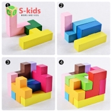 Đồ chơi gỗ - Tetris Rubik 3D độc đáo và đầy màu sắc