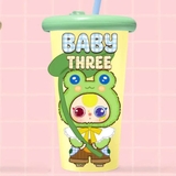 Hộp mù BLINDCUP BabyThree V2, ly nhựa in hình ngẫu nhiên đáng yêu có nắp đậy và ống hút