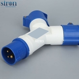 Ổ cắm nối chia ra 2 màu xanh IP44 2P+E 6h 16A 220V Siron S44C236-16B1