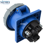 Ổ cắm lắp âm màu xanh IP67 2P+E 6h 63A 220~250V Siron S67R36-63B2