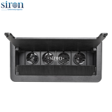 Bộ ổ cắm âm bàn gồm 4 ổ cắm Schuko nắp lật màu đen Siron SR-TAA0B-4687