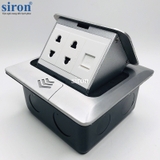 Ổ cắm âm sàn 2 ổ 2 chấu và 1 ổ dữ liệu Cat.6 màu Bạc Siron SR-PA7261