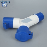Ổ cắm nối chia ra 2 màu xanh IP44 2P+E 6h 32A 220V Siron S44C236-32B1