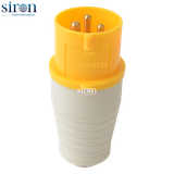 Phích cắm di động màu vàng IP44 2P+E 4h 32A 100~130V Siron P44F34-32Y1