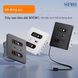 Ổ cắm sạc USB Type A+C và Sạc dây Type C + Lightning Siron R70 70H452