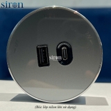 Ổ cắm Track socket USB Type A+C  tròn màu ghi Siron TM5301-60