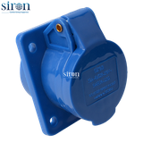 Ổ cắm công nghiệp âm xanh IP44 2P+E 6h 16A 220~250V Siron S44R36-16B1