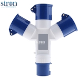 Ổ cắm nối chia ra 3 màu xanh IP44 2P+E 6h 32A 220V Siron S44C336-32B1