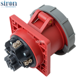 Ổ cắm công nghiệp âm đỏ IP67 3P+E 6h 63A 380~415V Siron S67R46-63R2