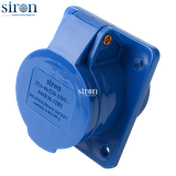Ổ cắm công nghiệp âm xanh IP44 2P+E 6h 16A 220~250V Siron S44R36-16B2