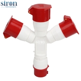 Ổ cắm nối chia 3 màu đỏ IP44 3P+N+E 6h 16A 220~415V Siron S44C356-16R1