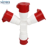 Ổ cắm nối chia 3 màu đỏ IP44 3P+N+E 6h 32A 220~415V Siron S44C356-32R1