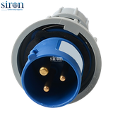 Phích cắm di động màu xanh IP67 2P+E 6h 32A 220~250V Siron P67F36-32B1