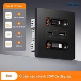 Ổ cắm sạc USB Type A+C và Sạc dây Type C + Lightning Siron R70 70H452