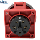 Ổ cắm âm đỏ IP67 3P+N+E 6h 32A 220~380V, 220~415V Siron S67R56-32R1