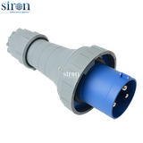 Phích cắm di động màu xanh IP67 2P+E 6h 63A 220~250V Siron P67F36-63B2