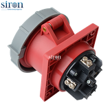 Ổ cắm công nghiệp âm đỏ IP67 3P+E 6h 63A 380~415V Siron S67R46-63R2