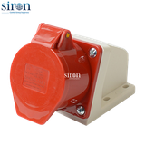 Ổ cắm công nghiệp nổi đỏ IP44 3P+N+E 6h 32A 220~415V Siron S44S56-32R1
