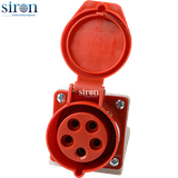 Ổ cắm công nghiệp nổi đỏ IP44 3P+N+E 6h 32A 220~415V Siron S44S56-32R2