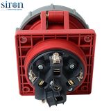 Ổ cắm công nghiệp âm đỏ IP67 3P+E 6h 63A 380~415V Siron S67R46-63R2