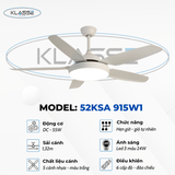 Quạt trần đèn 5 cánh Klasse 52KSA 915W1
