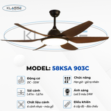 Quạt trần đèn 6 cánh Klasse 58KSA 903C