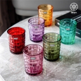 Bộ 6 cốc thủy tinh vân caro 280ml Seka SKT28M6  Mix 6 màu