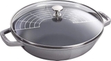 CHẢO GANG STAUB SÂU LÒNG 30CM MÀU XÁM NẮP KÍNH
