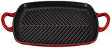 Chảo gang nướng 2 quai cầm lecreuset grillpfanne rechteckig 30x27cm kirsche - hình chữ nhật, màu đỏ