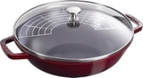 CHẢO GANG STAUB SÂU LÒNG 30CM MÀU ĐỎ NẮP KÍNH