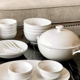 Set bát sứ Imperial 50 món trắng trơn
