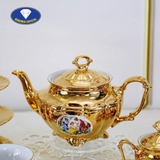 BỘ TRÀ SỨ MẠ VÀNG MEN NGỌC TRAI TIỆP KHẮC NỔI TIẾNG Crystal Bohemia (HÀNG CAO CẤP)