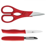 Set dao nhỏ + kéo + dao nạo ZWILLING KNIFE SET 3P TW GRIP 38157-001-0 (màu đỏ)