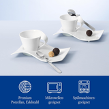 Set uống trà hoặc cafe 6 món Villeroy-Boch gồm 2 cốc, 2 thìa, 2 đĩa có hộp làm quà