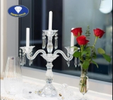 Chân nến pha lê 3 tay Bohemia Crystal cao 42cm