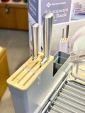 Kệ úp bát đĩa đa năng MEMBER’S MARK Aluminum Dish Rack có giá úp cốc & cắm dao, màu xám