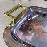 Khay phục vụ có tay cầm làm từ thép không gỉ 18/10 kích thước 38x22cm