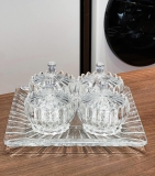 Set 4 thố hoàng gia kèm khay pha lê vuông Vessen (gồm 4 thố + 1 khay)