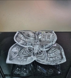 Khay mứt 4 cánh hoa pha lê mài Bohemia đường kính 35cm