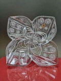 Khay mứt 4 cánh hoa pha lê mài Bohemia đường kính 35cm